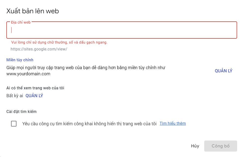 xây dựng website bằng Google Sites